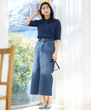 ANY L フロントスリットデニムスカート ワンウォッシュ