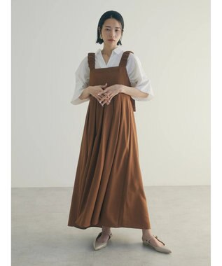 Green Parks armonia.ギャザーストラップワンピース Brown