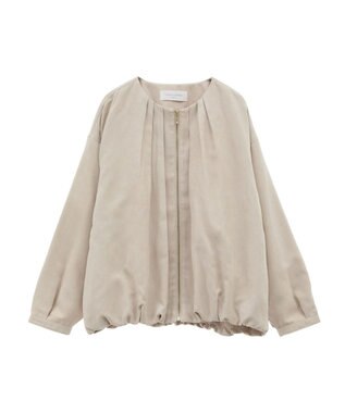 Green Parks ノーカラータックスウェード調ブルゾン Ecru