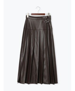 Te chichi 【泉 里香さん着用・Oggi.jp10/23掲載】レザータックプリーツスカート ブラウン
