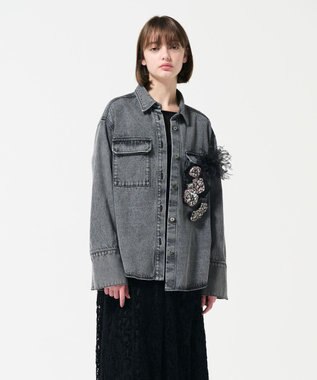 GRACE CONTINENTAL スタッズデニムシャツ ブラック