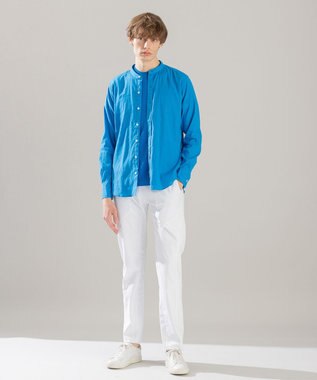 JOSEPH HOMME リネンストレッチブロード　長袖ＢＡＮＤ ターコイズブルー系