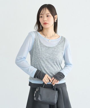 earth music&ecology SET2点ハイショクシアータンクトップ+ロンT Gray Mixture