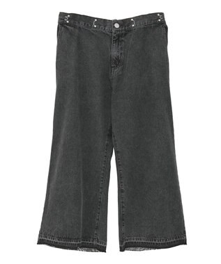 Green Parks タックワイドデニムパンツ Black