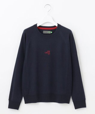PW CIRCULUS 【WOMEN】【洗える】ロゴ ラグランスリーブ クルーネック ニット ネイビー系