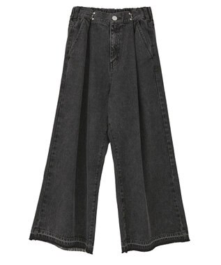 Green Parks タックワイドデニムパンツ Black