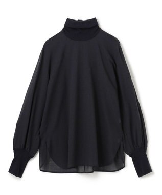 BEIGE， 【洗える】MOYE / ハイネックブラウス Navy