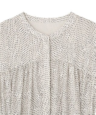 YECCA VECCA シアードット柄ギャザーワンピース Off White