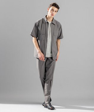 JOSEPH HOMME トップヘリンボンジャージー　クルーネックTシャツ ライトグレー系