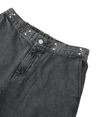 Green Parks タックワイドデニムパンツ Black