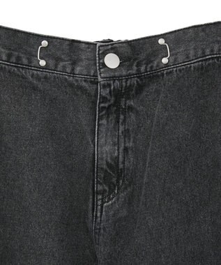 Green Parks タックワイドデニムパンツ Black