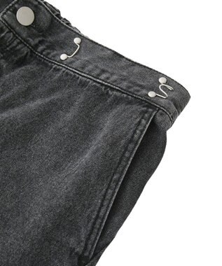 Green Parks タックワイドデニムパンツ Black