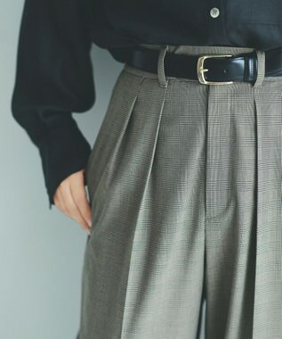 23区 S 【洗える】ドライ2WAYストレッチ チェック ワイドパンツ ダークブラウン系