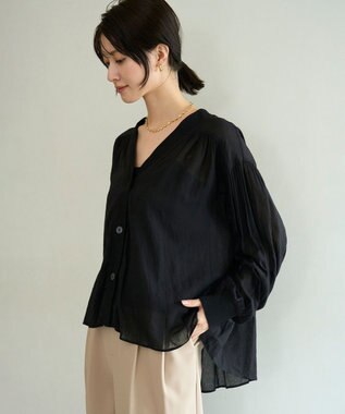 UNFILO シアーシャツ カーディガン ブラック