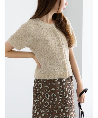 Te chichi テープヤーン前後2WAY5分袖カーディガン ベージュ