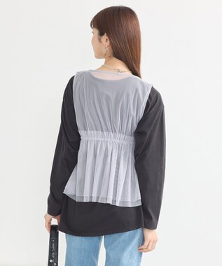 earth music&ecology チュールドロストギャザーベスト Light Gray