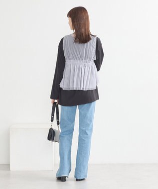 earth music&ecology チュールドロストギャザーベスト Light Gray