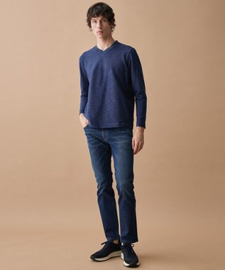 JOSEPH ABBOUD 【キングサイズ・上質な肌触りと美しい光沢感 】ブロックリンクス 長袖Ｔシャツ　26SSモデル ダルブルー系