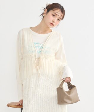 earth music&ecology チュールドロストギャザーベスト Ivory