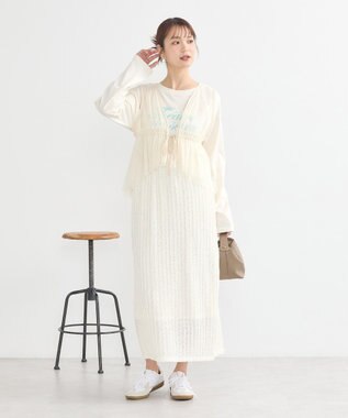 earth music&ecology チュールドロストギャザーベスト Ivory