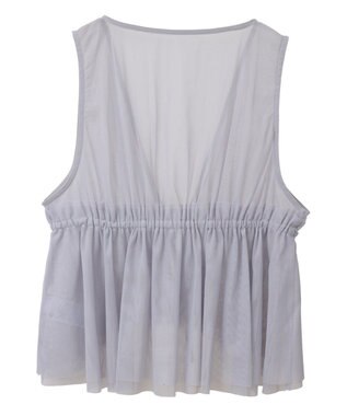 earth music&ecology チュールドロストギャザーベスト Light Gray