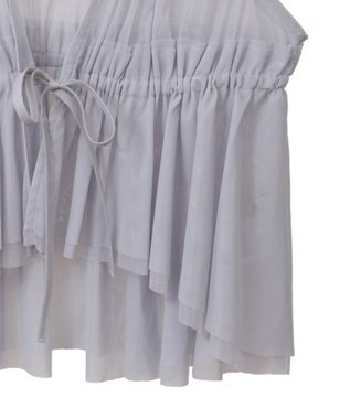 earth music&ecology チュールドロストギャザーベスト Light Gray