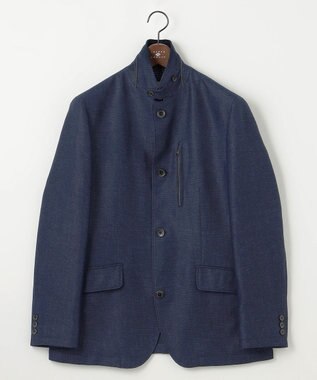 JOSEPH ABBOUD 【清涼/軽量/ストレッチ/ソフト】プリントレノクロス コンバーチブル ジャケット ネイビー系