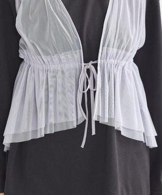 earth music&ecology チュールドロストギャザーベスト Light Gray