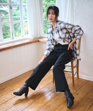 WEGO 【WEB限定/25年秋冬新作/ウエストゴム】裏ベロアワイドイージーパンツ ブラック