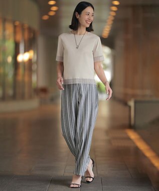 J.PRESS LADIES 【一枚で着映え】コットンスムース レース カットソー グレージュ系