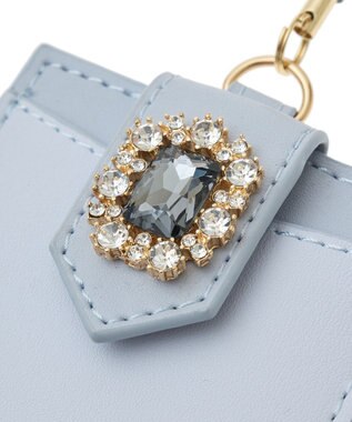 Maison de FLEUR バイカラービジューリールパスケース Grayish Blue