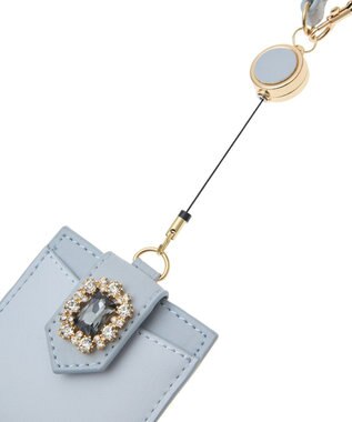 Maison de FLEUR バイカラービジューリールパスケース Grayish Blue