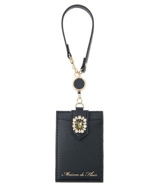 Maison de FLEUR バイカラービジューリールパスケース Black