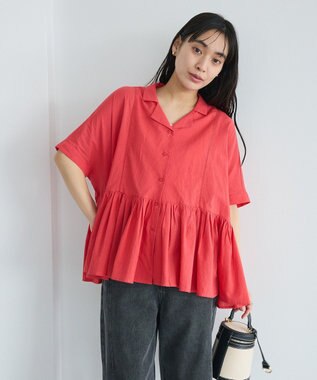 CRAFT STANDARD BOUTIQUE インド製 ペプラムブラウス Red