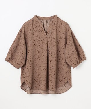 ANY ドルマンスキッパードットブラウス モカ系