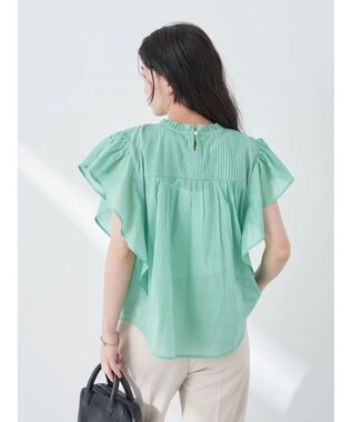 earth music&ecology コットンボイルフリルブラウス Mint