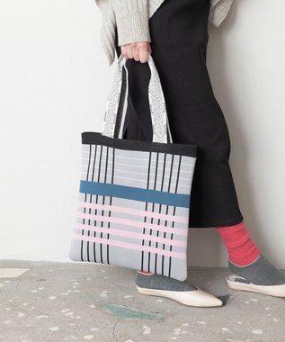 TRICOTE CHECK KNIT TOTE BAG / チェックニットトート 94L.GRAY