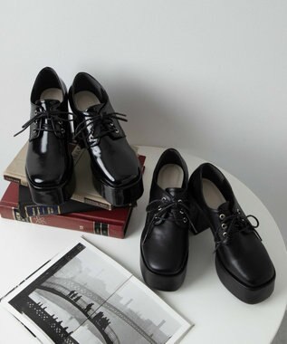 WEGO ボリュームヒールレースアップシューズ ブラックその他