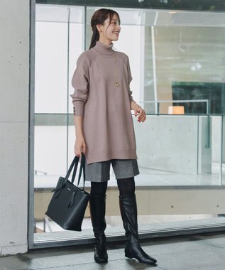 Tiaclasse 【安田美沙子さん着用・選べる2type・新色追加】ボタンニットチュニック タートル：グレージュ