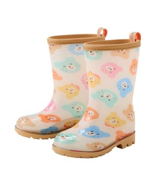 MIKI HOUSE HOT BISCUITS 【13-18cm】 カラフルビーンズ 総柄レインブーツ ベージュ