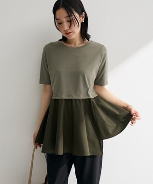 Green Parks 異素材ドッキングペプラムプルオーバー