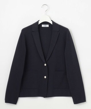 J.PRESS LADIES 【洗える】Cotton Acetate ニット ジャケット ネイビー系