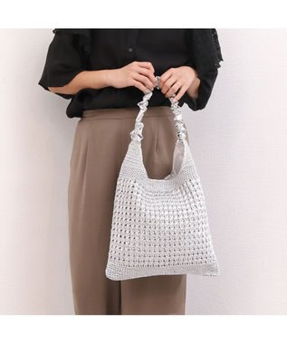 UNBILLION カシュカシュ cachecache / メタリックコードフリルハンドルトート シルバー