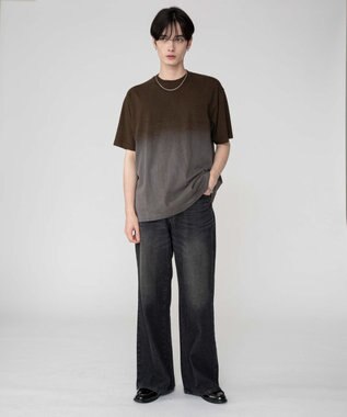WEGO 【ユニセックス着用ITEM/MLサイズ展開】グラデーションワンポイントT（SS） ブラウンその他
