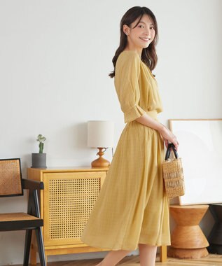 Tiaclasse L 【セットアップ対応】ドビーチェックタックスカート イエロー