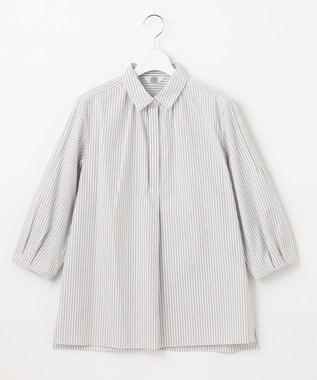 J.PRESS LADIES L 【WEB限定カラーあり・洗える・接触冷感・UVカット・イージーケア】 エステネージュストライプ ブラウス ライトグレー系1