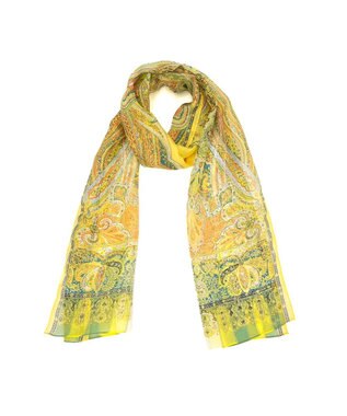 Marca ＜洗えるシルク＞【Marcaオリジナル】カシミール50 ウォッシャブルシルクローン ロングスカーフ イエロー