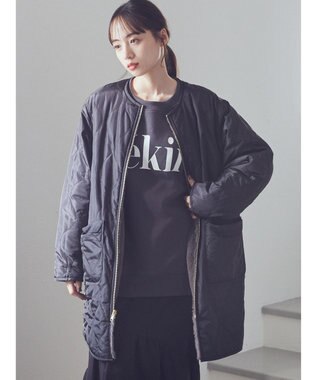 earth music&ecology ファー＆キルティングリバーシブルコート Black