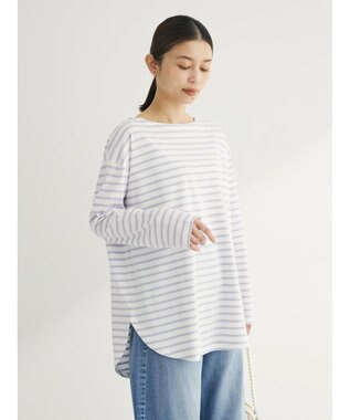 Green Parks ラウンドボーダーリラックスプルオーバー Purple