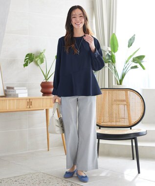 Tiaclasse L イレギュラーヘムブラウス ネイビー